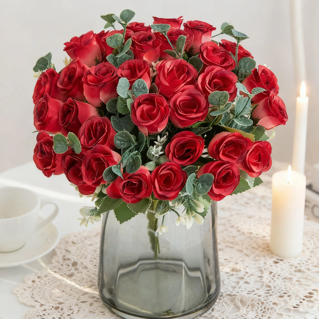 Silk Artificial Rose Bouquet 10-Head Wedding & Home Decor Artificial Flower Bouquet Babs