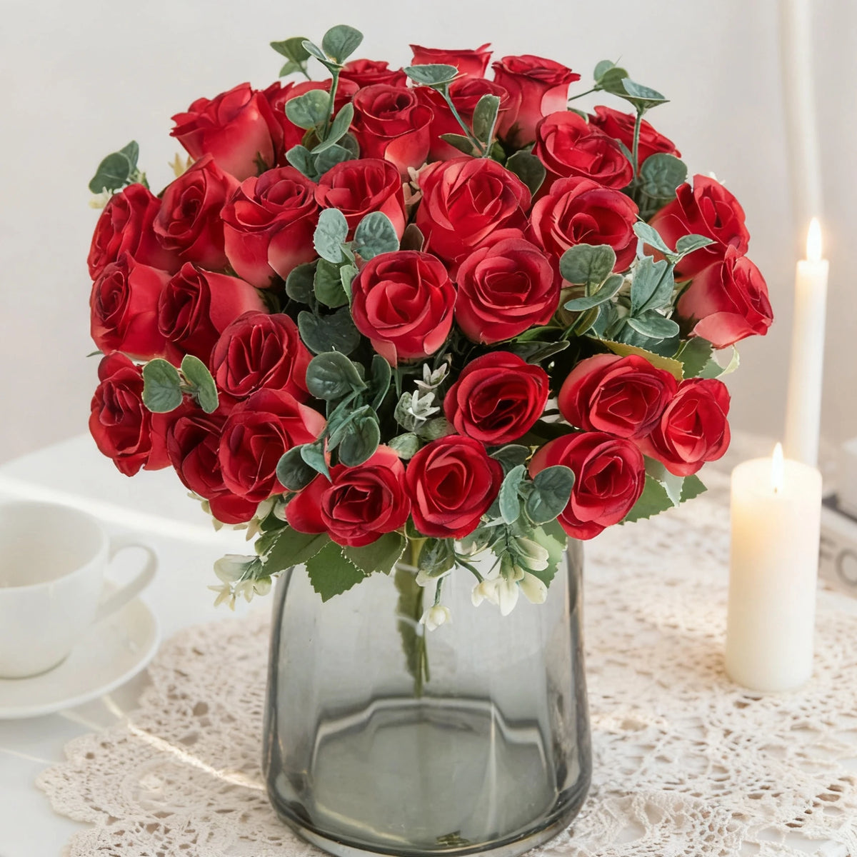 Silk Artificial Rose Bouquet 10 Heads – Wedding & Home Decor Artificial Flower Bouquet Babs