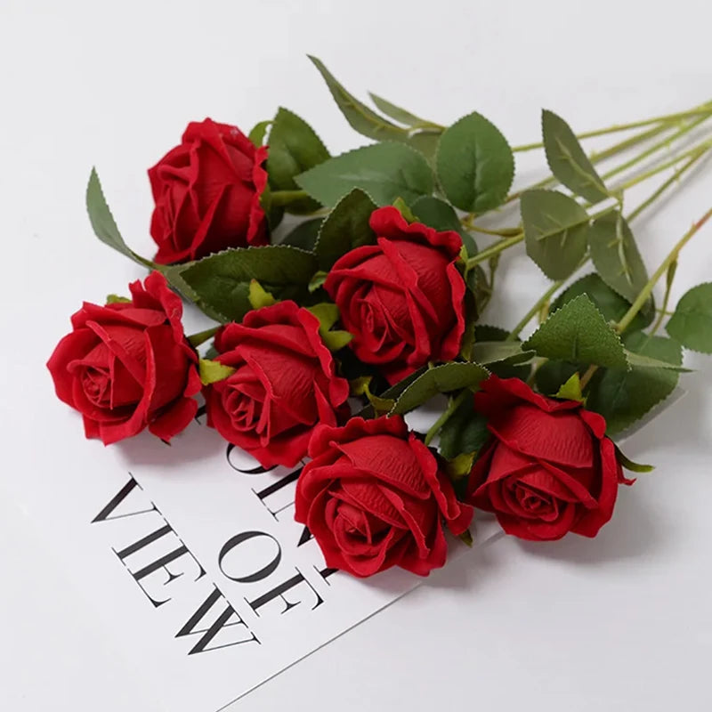 5-Pack Silk Rose Artificial Flowers Long Stem – Wedding Decor Artificial Silk Flowers Babs