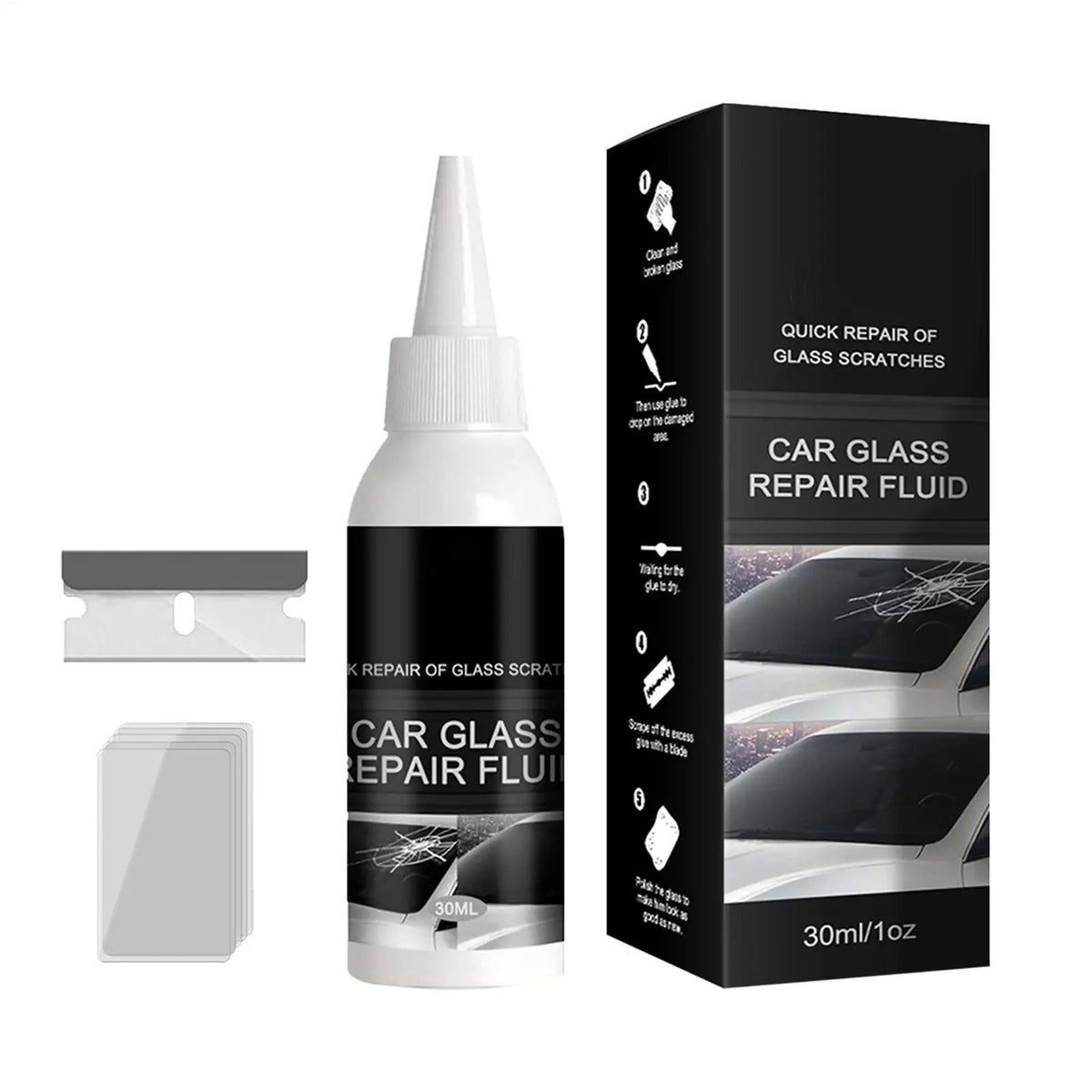 Car Windshield Repair Kit – DIY Chip & Crack Fix, 30ml Windshield Repair Kit Babs