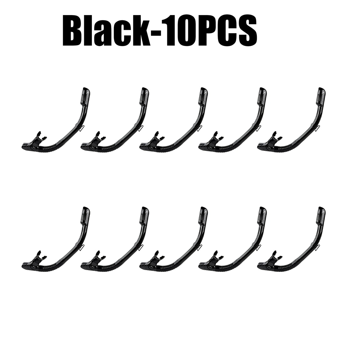 Full Dry Snorkel for Adults – Silicone Mouthpiece & Clip Dry Snorkel Babs Black 10PCS