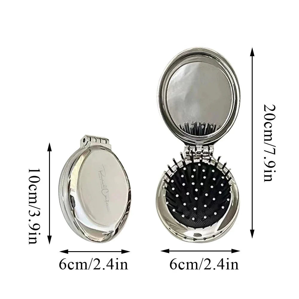 Folding Pocket Mirror & Hair Comb – Portable Travel Accessory Folding Mirror Comb Babs