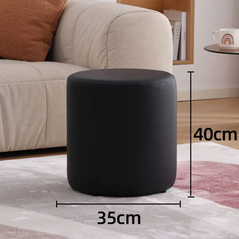 Nordic Pine Wood Ottoman Stool – Modern Cushioned Vanity Pouf Ottoman Stool Pouf Babs Black medium