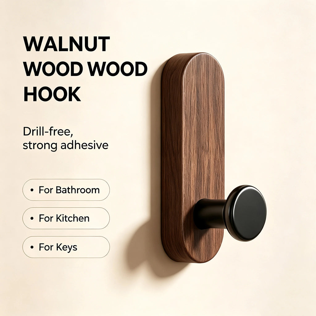 Self-Adhesive Wooden Wall Hook – Coat, Key & Towel Hanger Wall Hook Babs