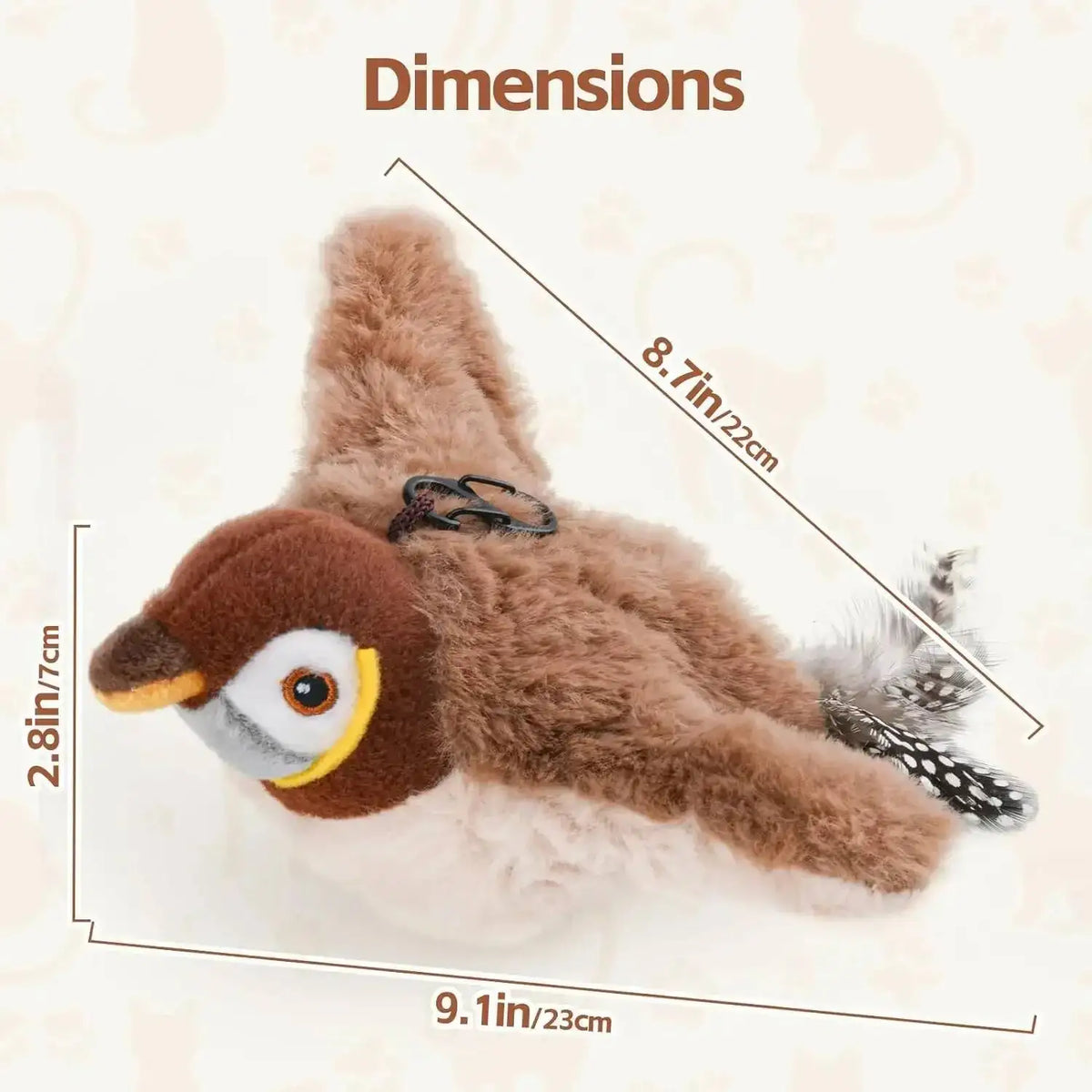 Interactive Chirping Flapping Bird Plush Toy for Cats & Dogs Interactive Pet Toy Babs