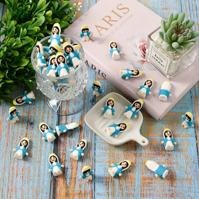 20pcs Mini Blue Maria PVC Statues | Holiday Tabletop Décor Decorative Figurines Babs