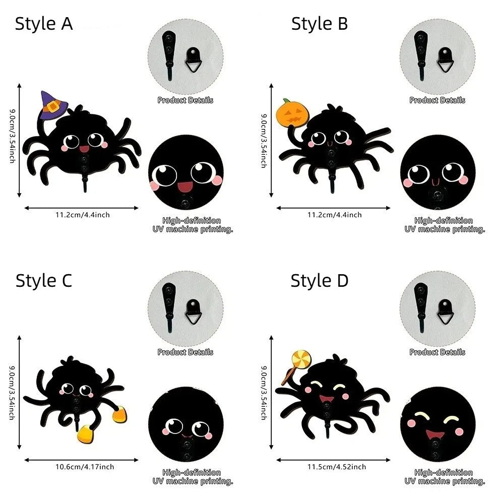 Halloween Spider Wall Hook – No-Drill Gothic Wooden Key Holder Decorative Wall Hook Babs
