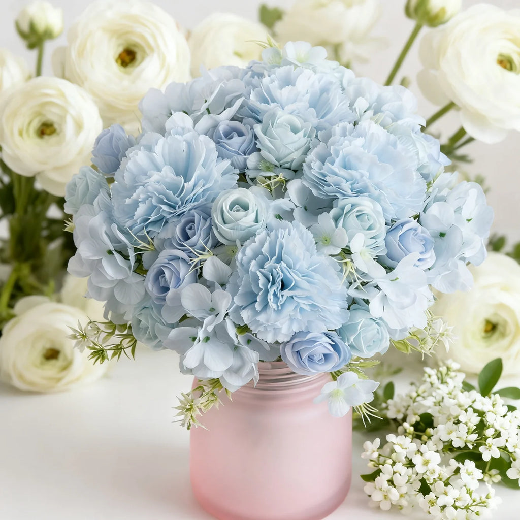 Silk Artificial Carnation Rose Bouquet – Wedding & Home Décor Artificial Flower Bouquet Babs
