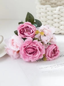 Artificial Silk Rose & Peony Bouquet – Wedding & Home Decor Artificial Flower Bouquet Babs Color 9 2 pcs