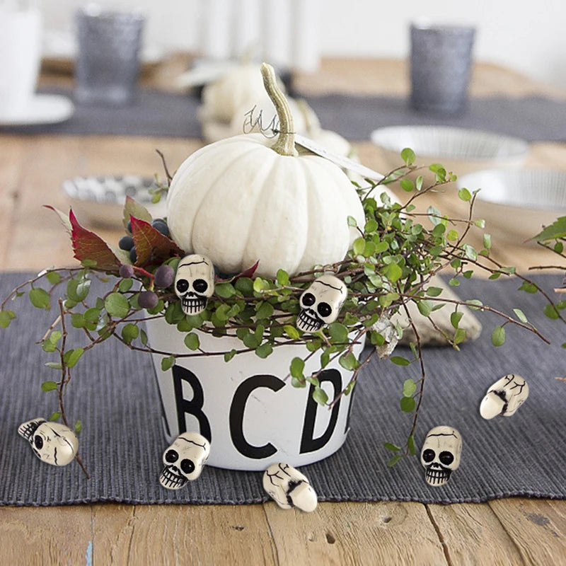 10pcs Mini Resin Skull Heads Halloween Party Table Decorations Halloween Skull Decor Babs