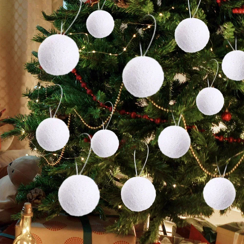 White Foam Christmas Balls – DIY Snowballs, 6pcs, 4cm & 8cm Christmas Foam Balls Babs