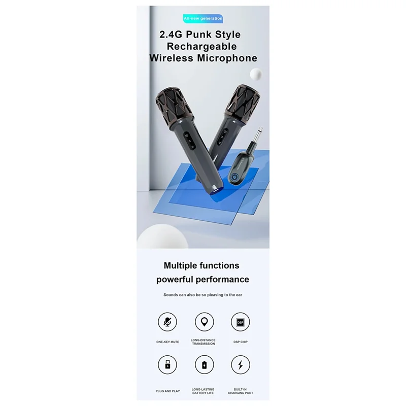 2.4G Wireless Handheld Microphone – Karaoke, Church & Events Wireless Microphone Babs Black