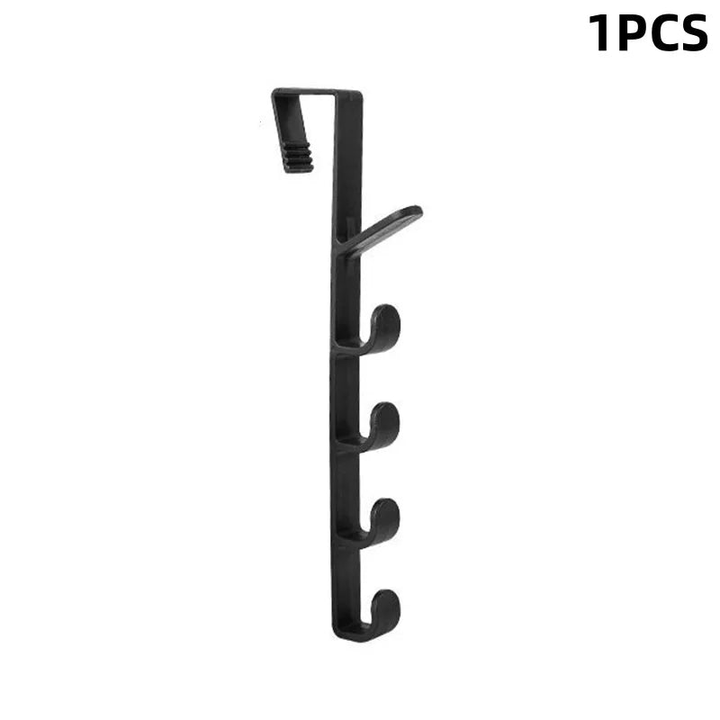 No-Drill Over-Door Hook Rack for Clothes, Bags & Hats Over-Door Hook Rack Babs 1pcs Black