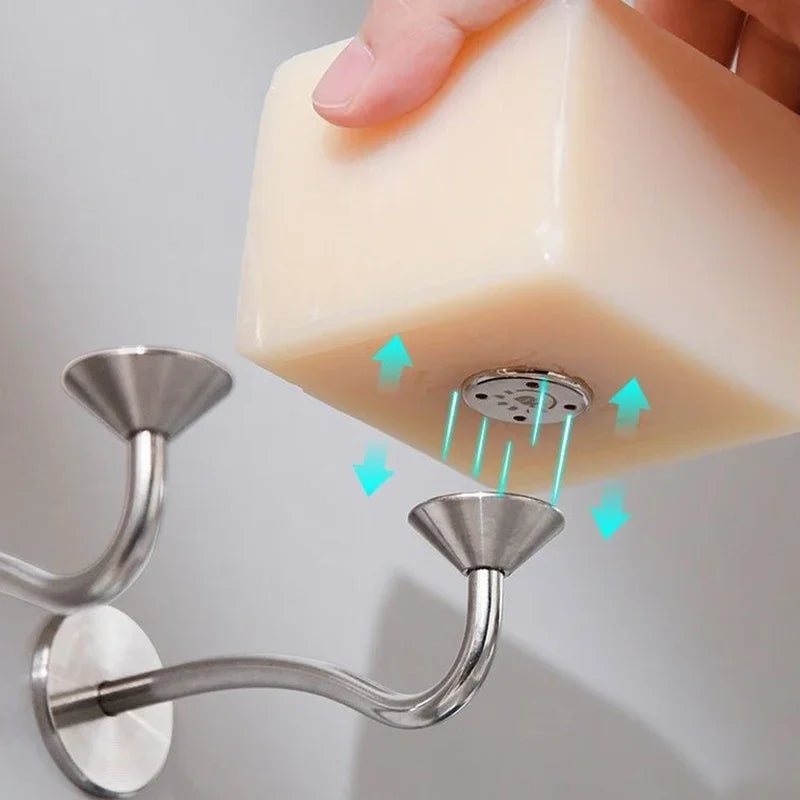 Magnetic Soap Rack Wall-Mounted Self-Draining Stainless Steel Holder Soap Holder Babs