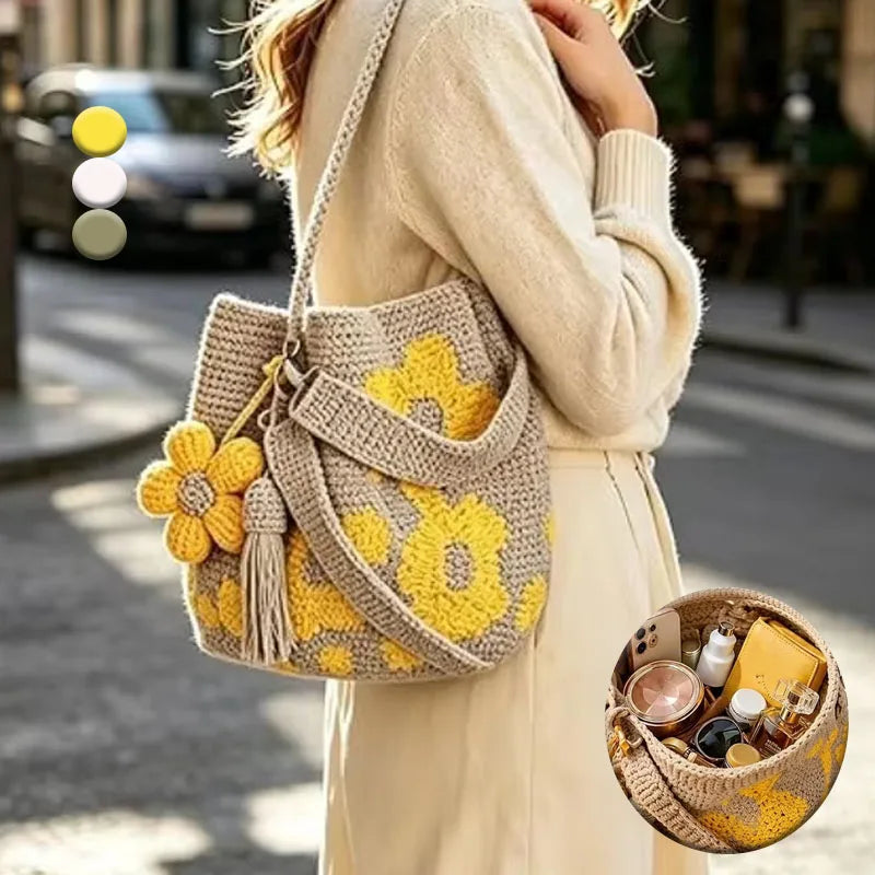 Handmade Crochet Floral Tote Bag | Boho Beach Purse Crochet Tote Bag Babs