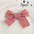 Red & White Checkered Bow Hair Clips – Polyester Hairpins Bow Hair Clips Babs Red