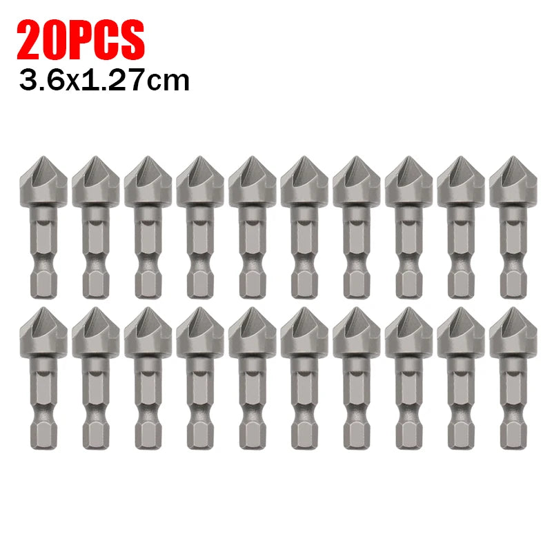 6-Blade Hex Shank Countersink Drill Bit – Carbon Steel Wood Countersink Drill Bit Babs 20PCS