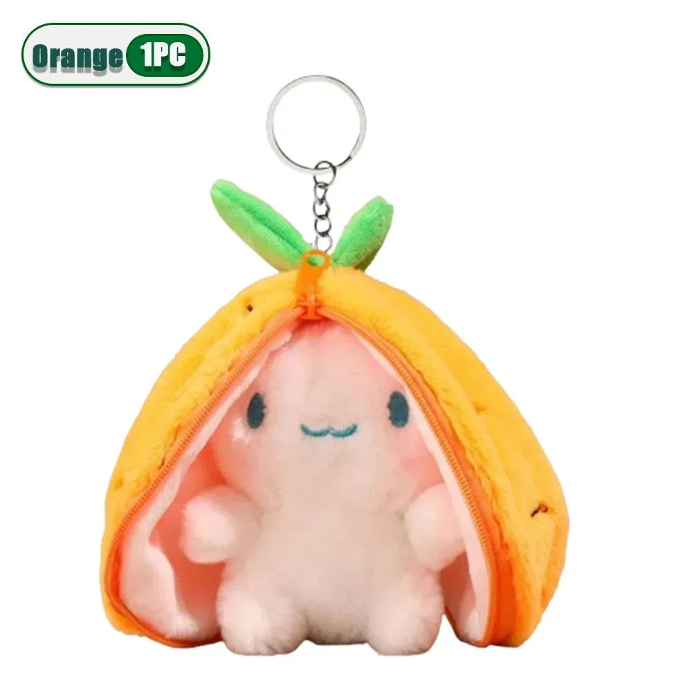 Transforming Bunny Plush Toy – Strawberry & Carrot Rabbit Doll Transforming Plush Toy Babs Orange-1PC
