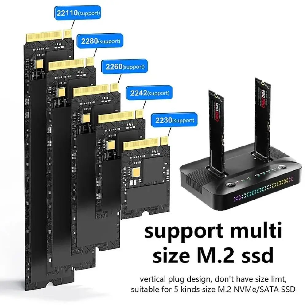 M.2 SSD Dual-Bay Docking Station – 10Gbps Offline Clone NVMe SATA SSD Docking Station Babs