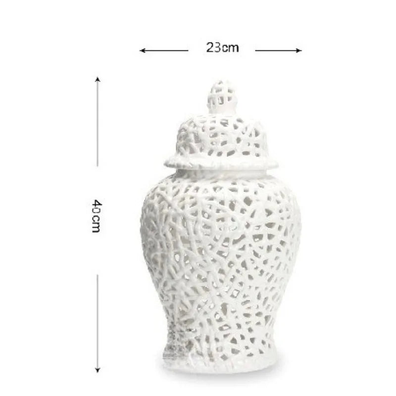 Modern Ceramic Hollow Vase – Luxury Home Table Decoration Decorative Ceramic Vase Babs White-40CM