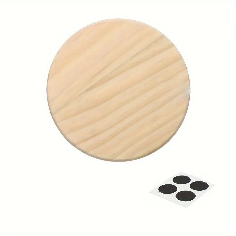 DIY Blank Round Wooden Coaster Set with Handle – Paint & Stain DIY Wood Craft Kit Babs