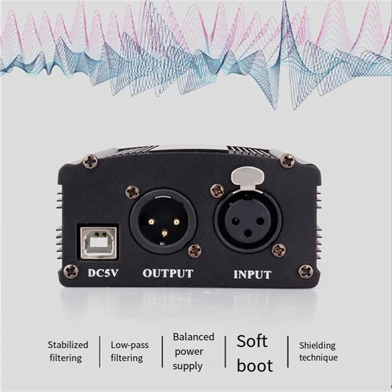 48V Phantom Power Supply & XLR Cable for Condenser Microphone Phantom Power Supply Babs