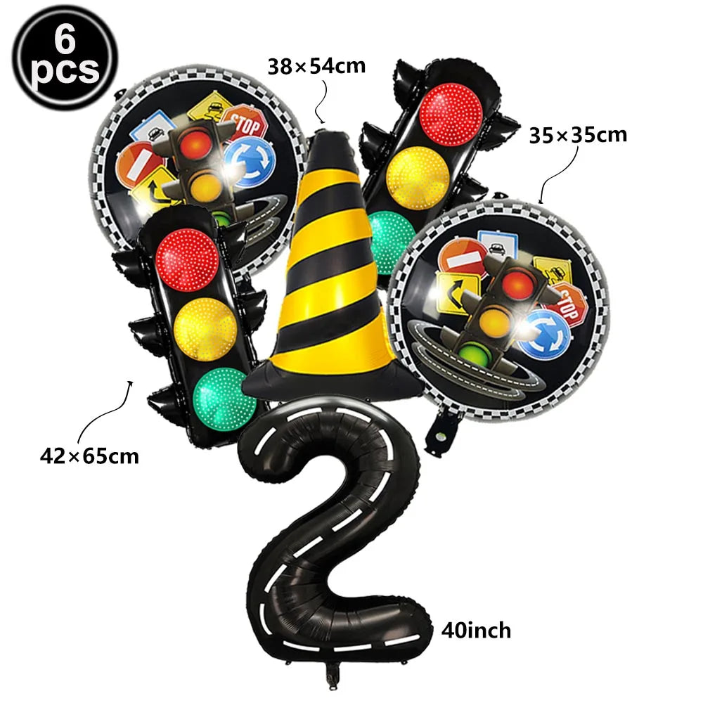 6-Piece Race Car Balloon Kit – Racing Birthday Party Decor
