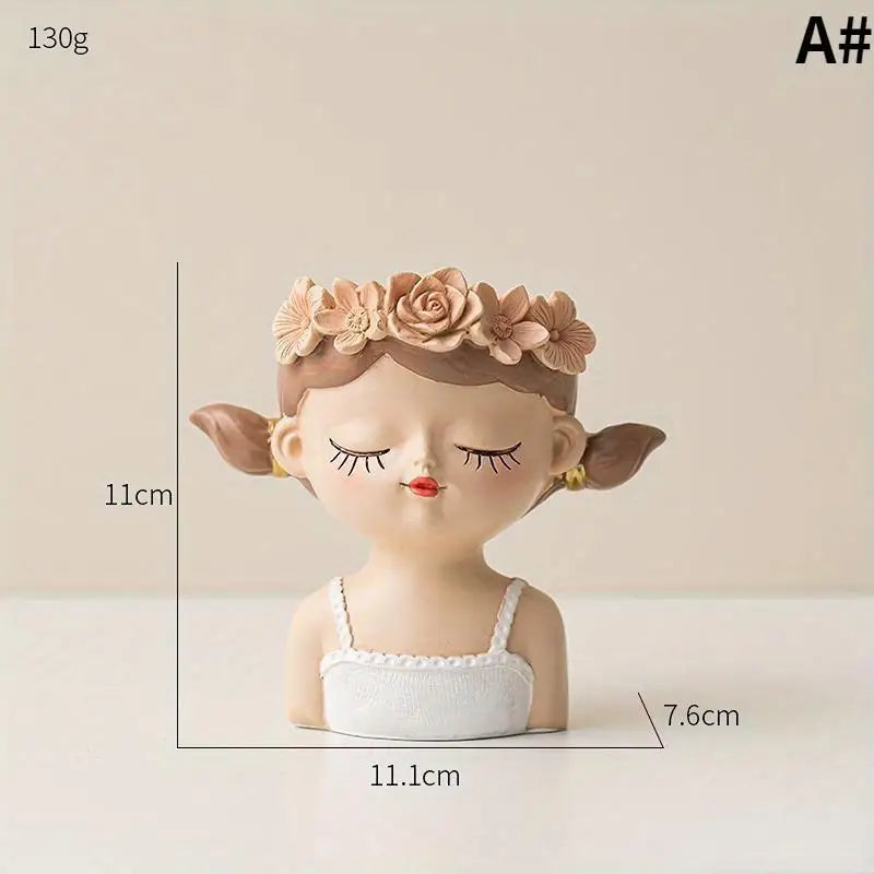 Nordic Cute Girl Resin Planter for Succulents & Cactus Decorative Planter Babs A