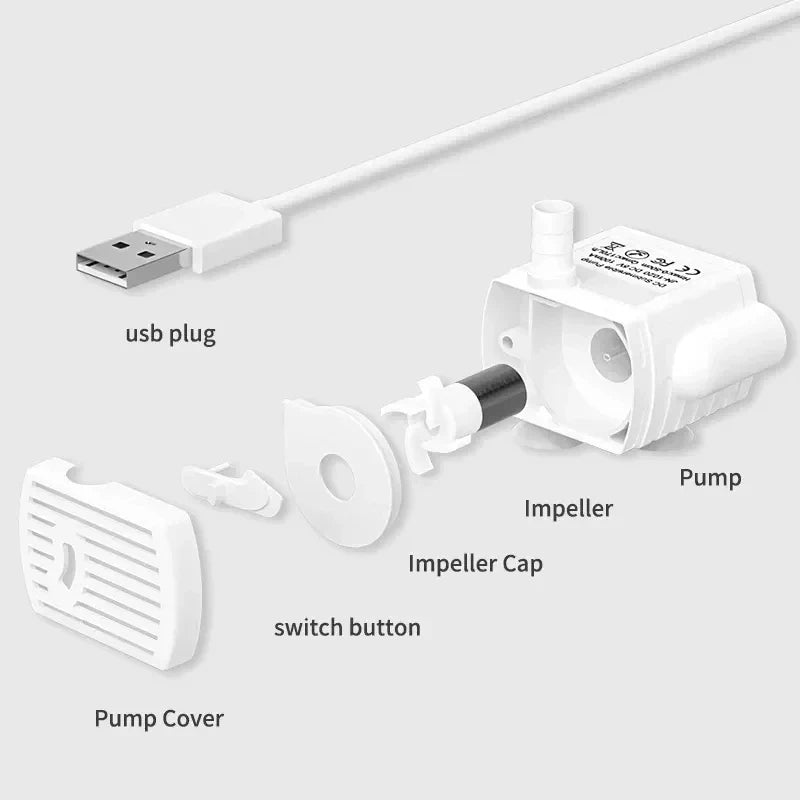 USB Cat Water Fountain Replacement Pump – Quiet Motor Pet Fountain Pump Babs