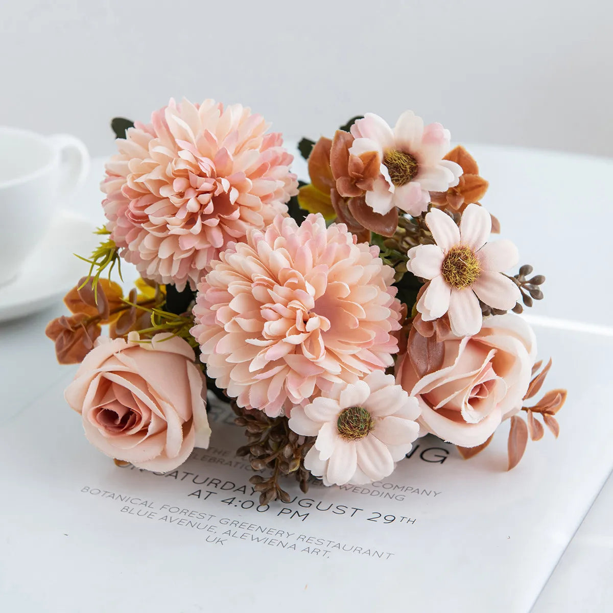 Silk Rose Artificial Bouquet – Wedding & Home Décor Flowers Artificial Flower Bouquet Babs color 5 1 pc