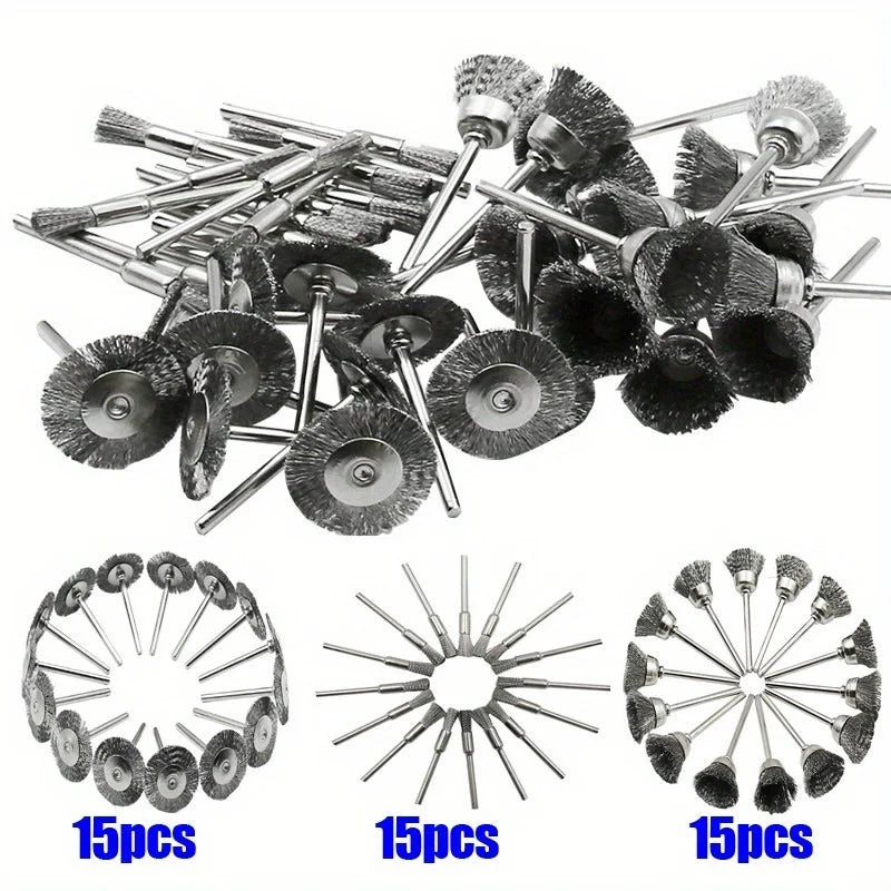 45pcs Mini Rotary Wire Brush Set for Drill & Rotary Tools Rotary Tool Accessories Babs