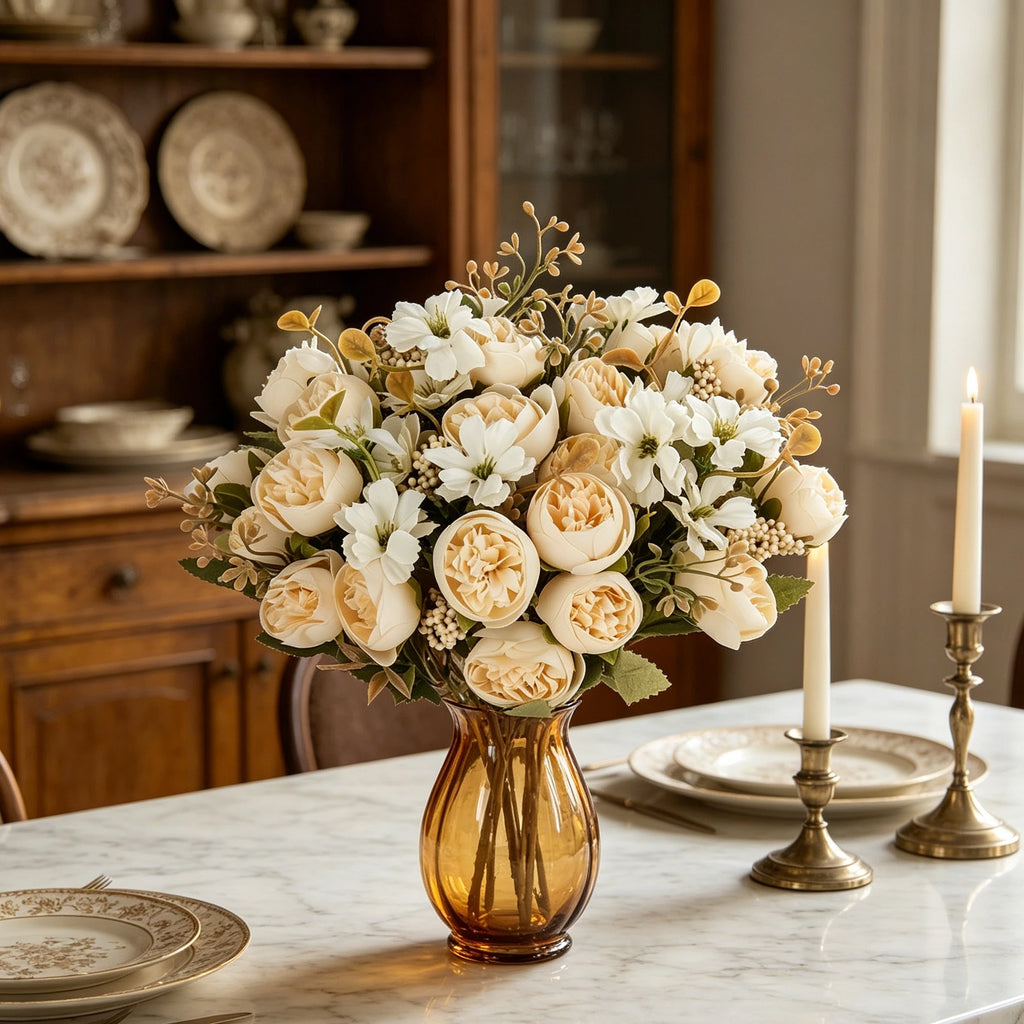 Silk Peony Artificial Flower Bouquet – Wedding & Home Décor Artificial Flower Bouquet Babs