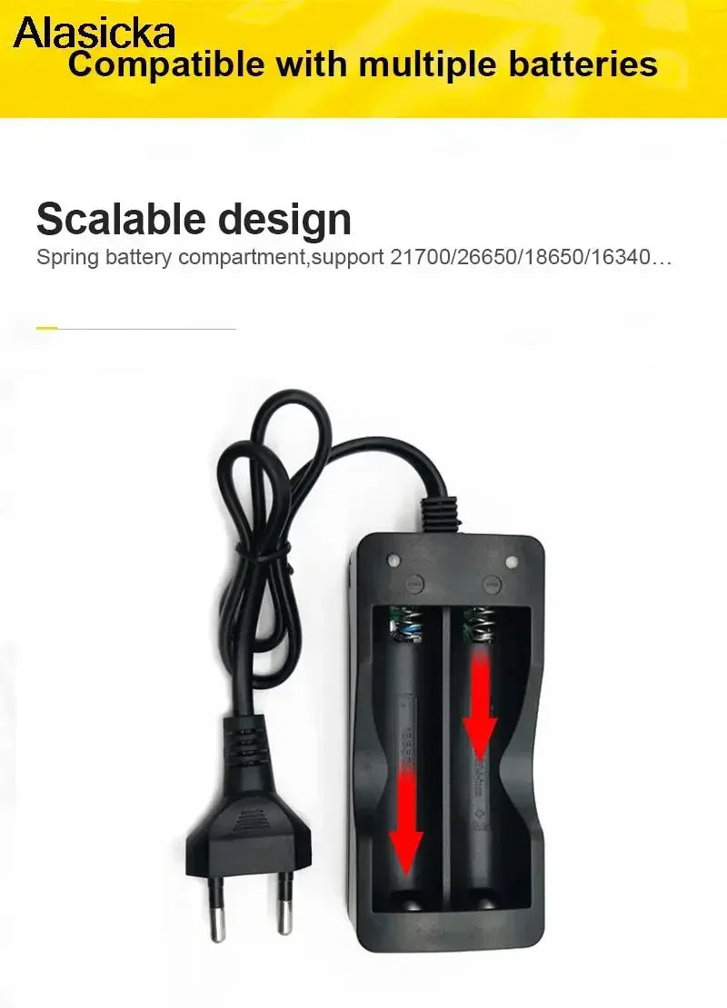 Alasicka 18650 Dual Slot Smart Li-ion Battery Charger + Cable Battery Charger Babs