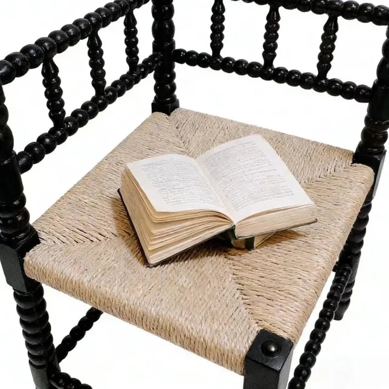 Vintage Solid Oak Dining Chair | Modern Chinese Wood Chair Wooden Dining Chair Babs Black