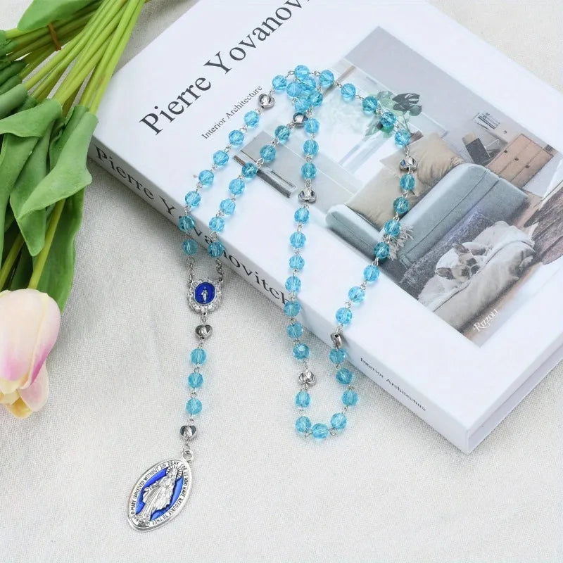 Mary Rosary Prayer Necklace – Christian Cross Pendant Pendant Necklace Babs