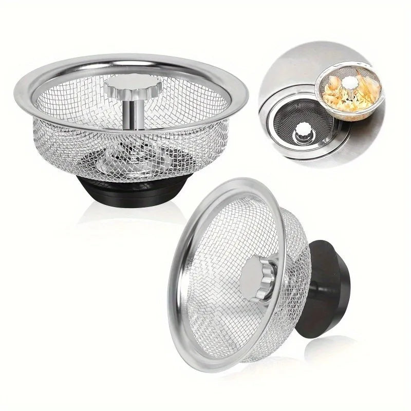 Stainless Steel Kitchen Sink Strainer Fine Mesh Filter & Plug Sink Strainer Babs 1pc