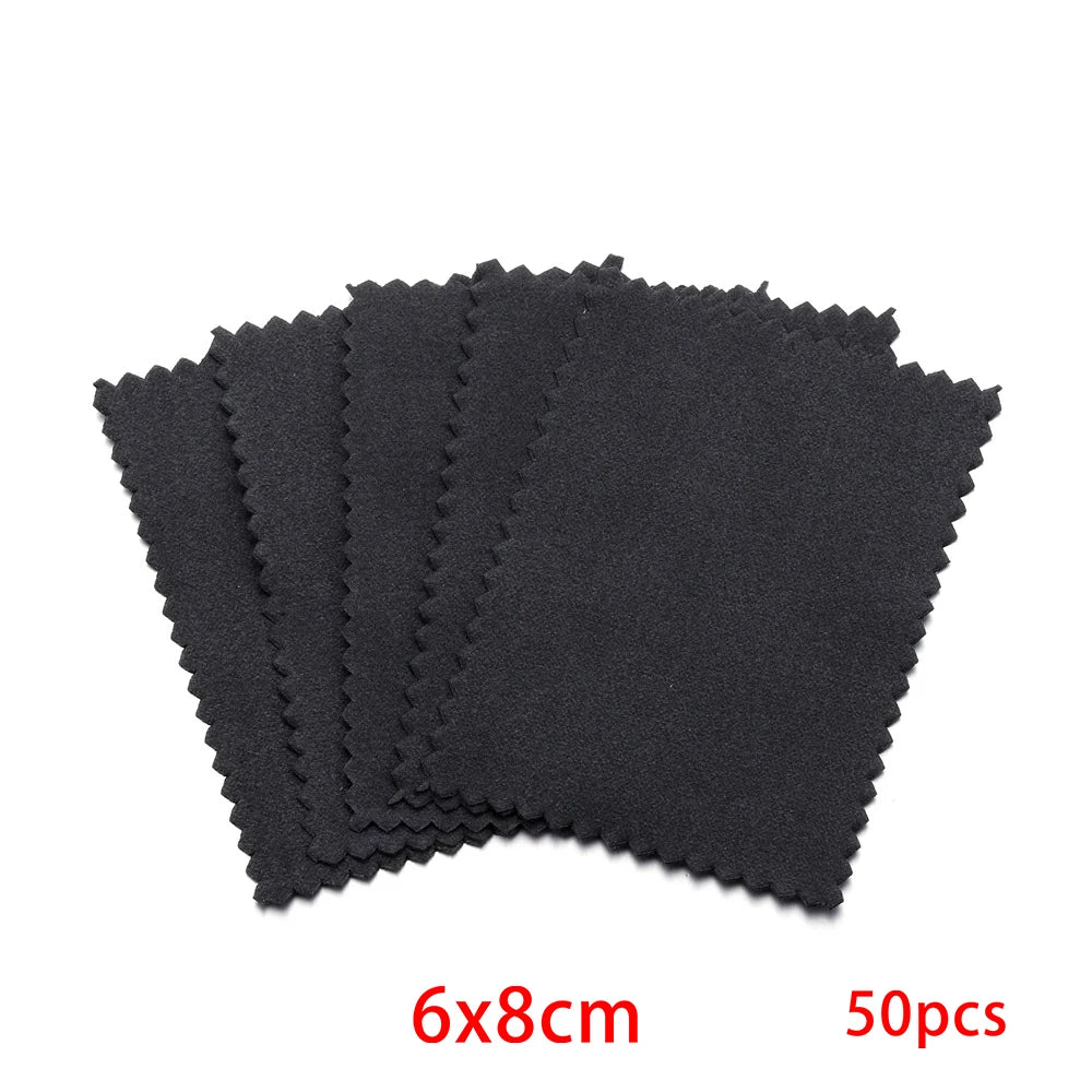 50pcs Jewelry Polishing Cloths for Silver, Gold & Platinum Jewelry Polishing Cloth Babs Black 6x8 50Pcs