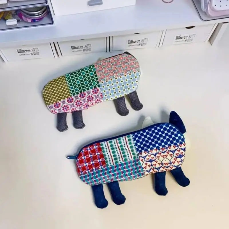 Cute 3D Cat Pencil Pouch – Patchwork Fabric, Large Capacity Pencil Case Pouch Babs