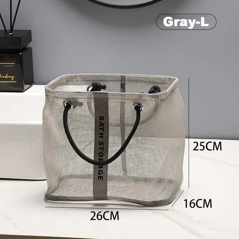 Mesh Shower Caddy Tote – Travel Toiletry & Makeup Organizer Toiletry Organizer Bag Babs Gray-L