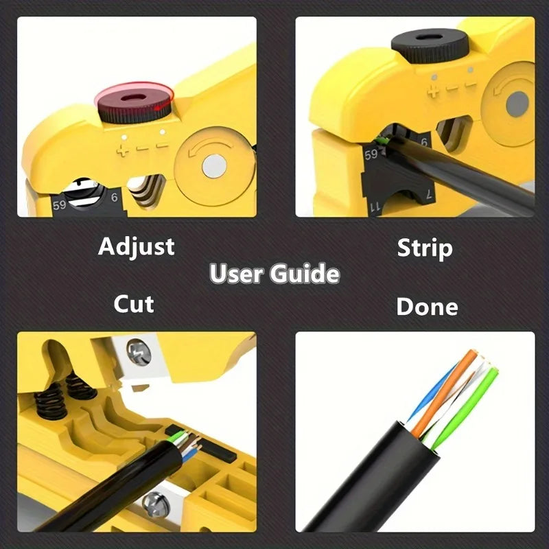 Coaxial Cable Stripper & Cutter – RG59 RG6 RG11 UTP/STP Cable Stripper Tool Babs