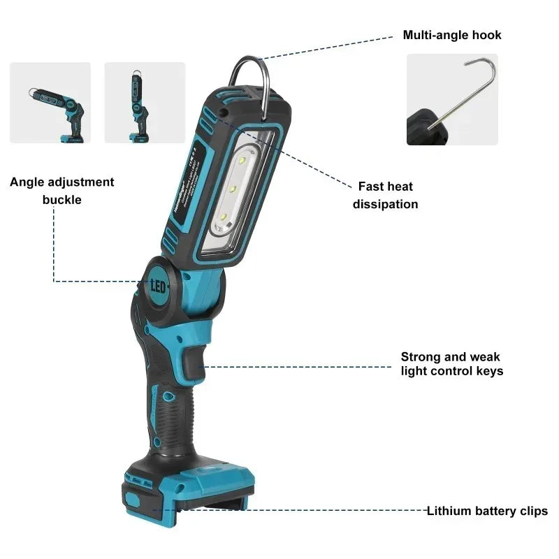Portable LED Work Light 1000lm – Fits Makita 18V Battery LED Work Light Babs