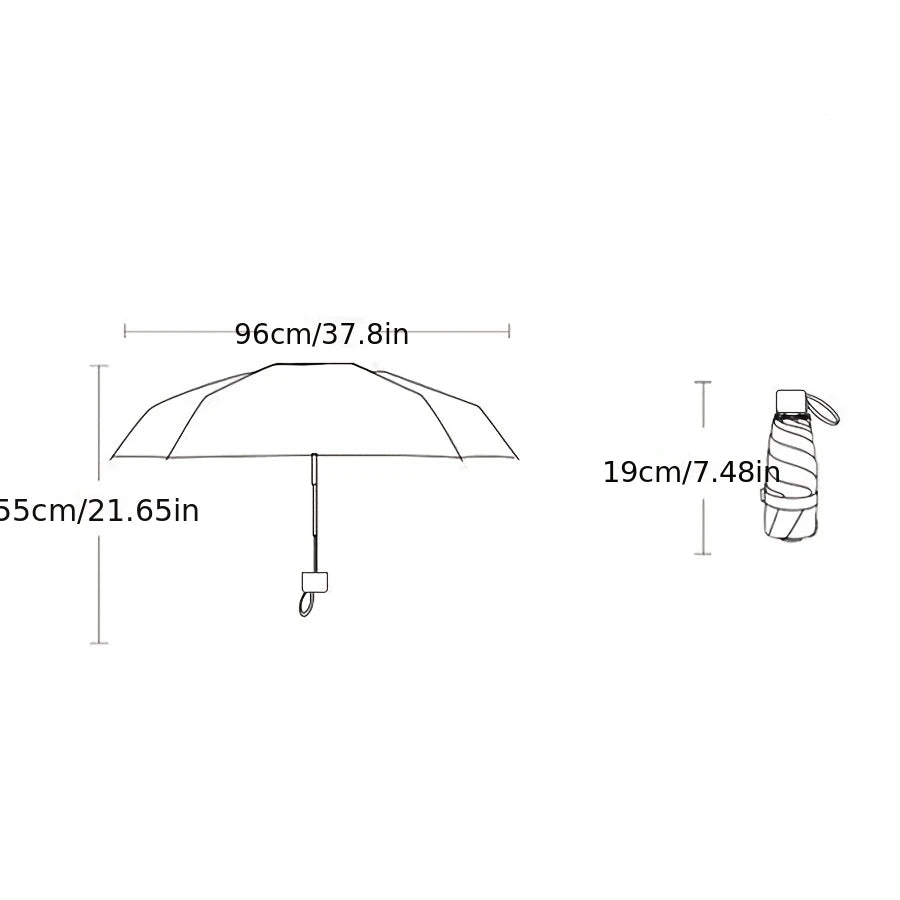 UV Blocking Capsule Folding Umbrella – 6-Stage Reinforced, Waterproof Folding Umbrella Babs
