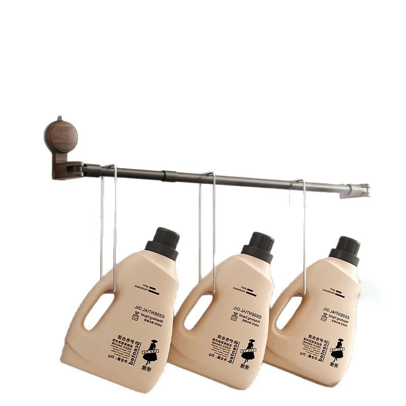 No-Drill Retractable Towel Rack – Walnut Wood & Aluminum Wall Towel Rack Babs