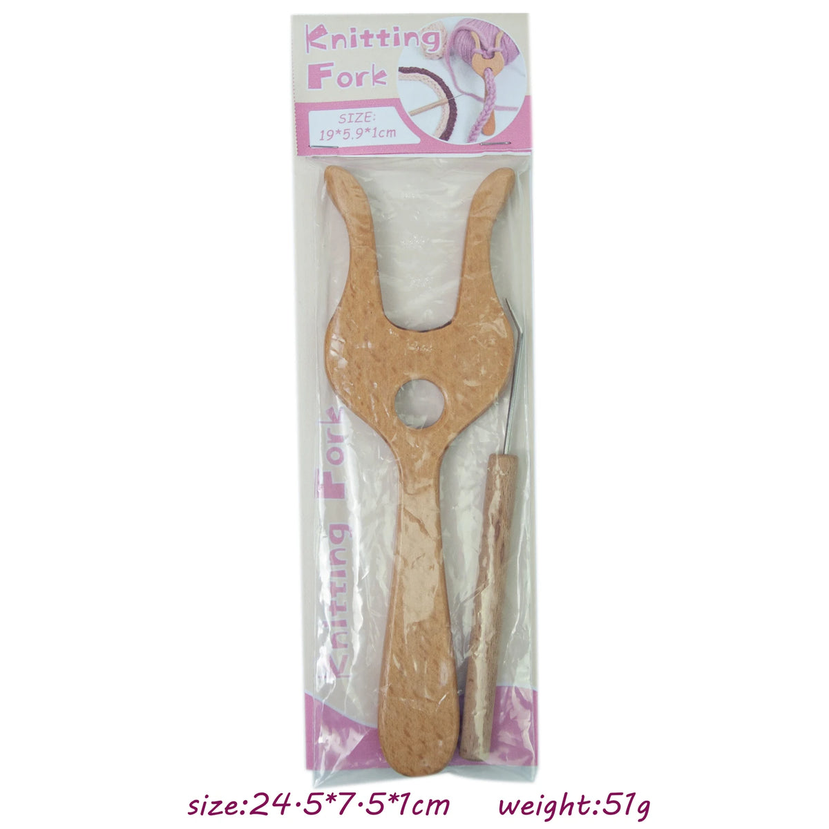 19cm Bamboo Knitting Fork – Wool Flower Knitting Tool Knitting Fork Tool Babs DK