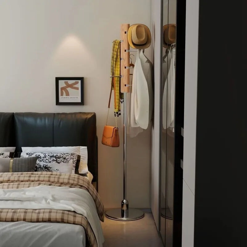 Retro Floor Coat Rack | 5-Hook Minimalist Wood & Metal Stand Floor Coat Rack Babs