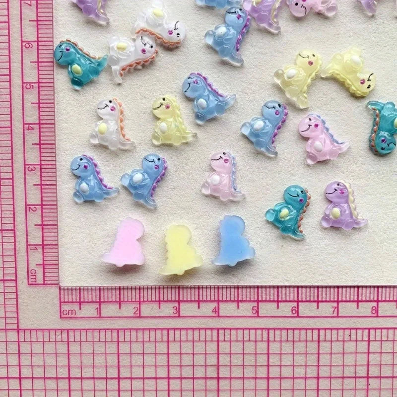 50Pc Glow Dinosaur Resin Charms – DIY Nail Hair Jewelry Resin Craft Charms Babs