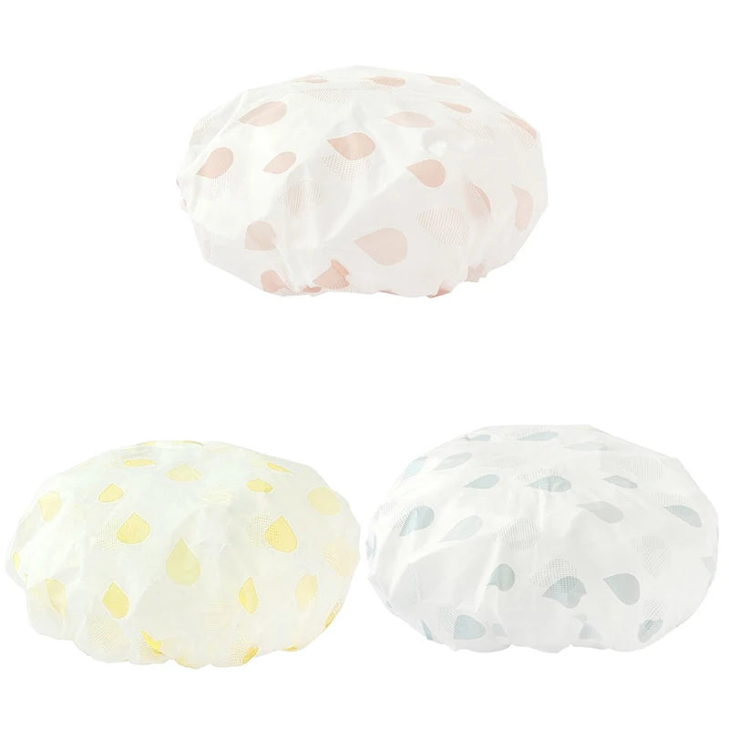 Women's Luxury Reusable Shower Cap – Eco-Friendly Bath & Swim Reusable Shower Cap Babs 3pcs-Blue Apr Pink