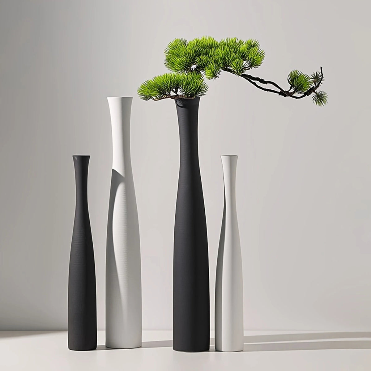 Modern Minimalist Vase Set White Black – Home Décor Pair Decorative Vase Set Babs