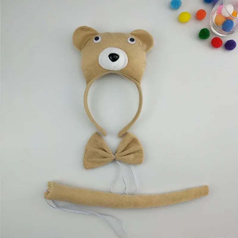 Animal Ear Headband Bow Tie Costume Set – Party & Cosplay