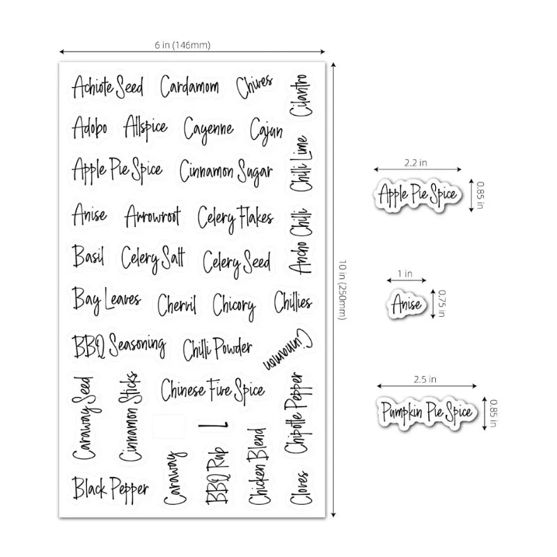 Transparent Preprinted Spice Labels – Waterproof Kitchen Stickers Kitchen Spice Labels Babs